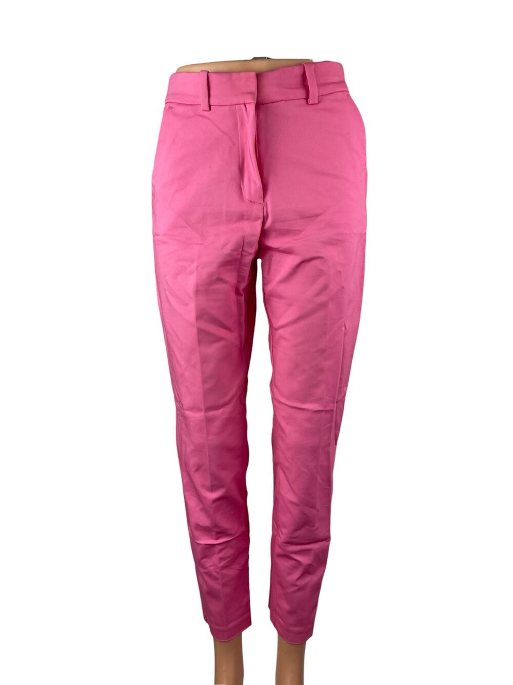 H&M Women's Pink High Rise Elastic Waist Slim Straight Trousers Pants Size 4